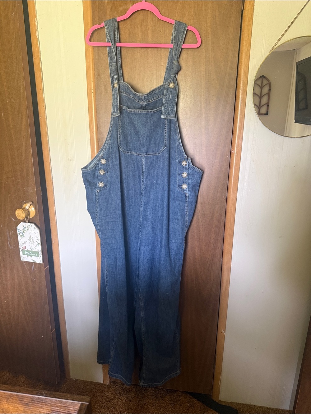 Molly Yeh Women's Blue Denim Overalls with Adjustable Straps
